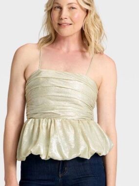 Women's Ruched Peplum Cami Top - A New Day™ Silver Xs